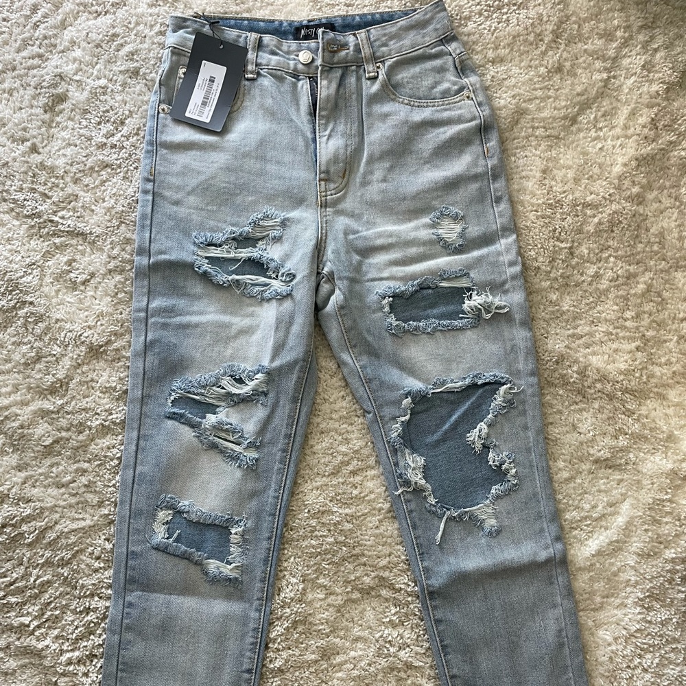 Distressed mom jeans